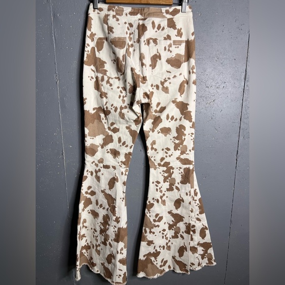 Altar’d State Cow Print Fringe High Rise Flares Size M - Picture 2 of 10